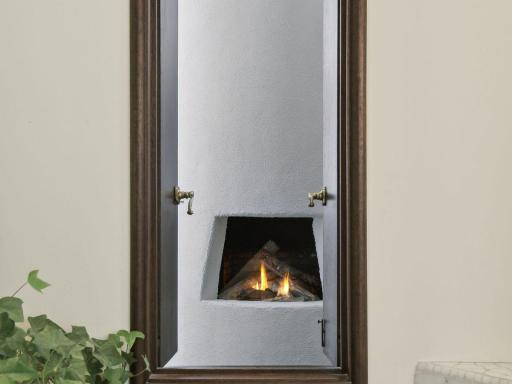 Primary bath window to upper level fireplace