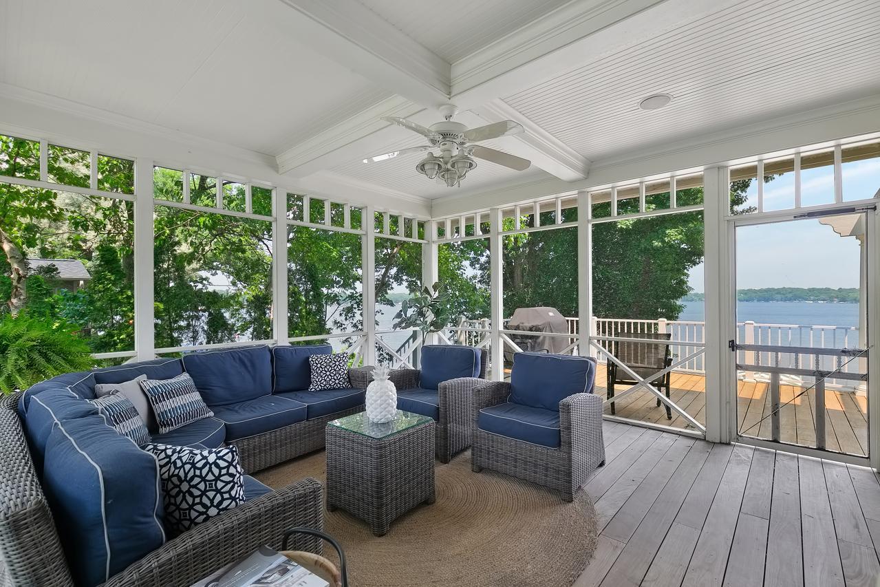 Screen porch overlooking the lake
