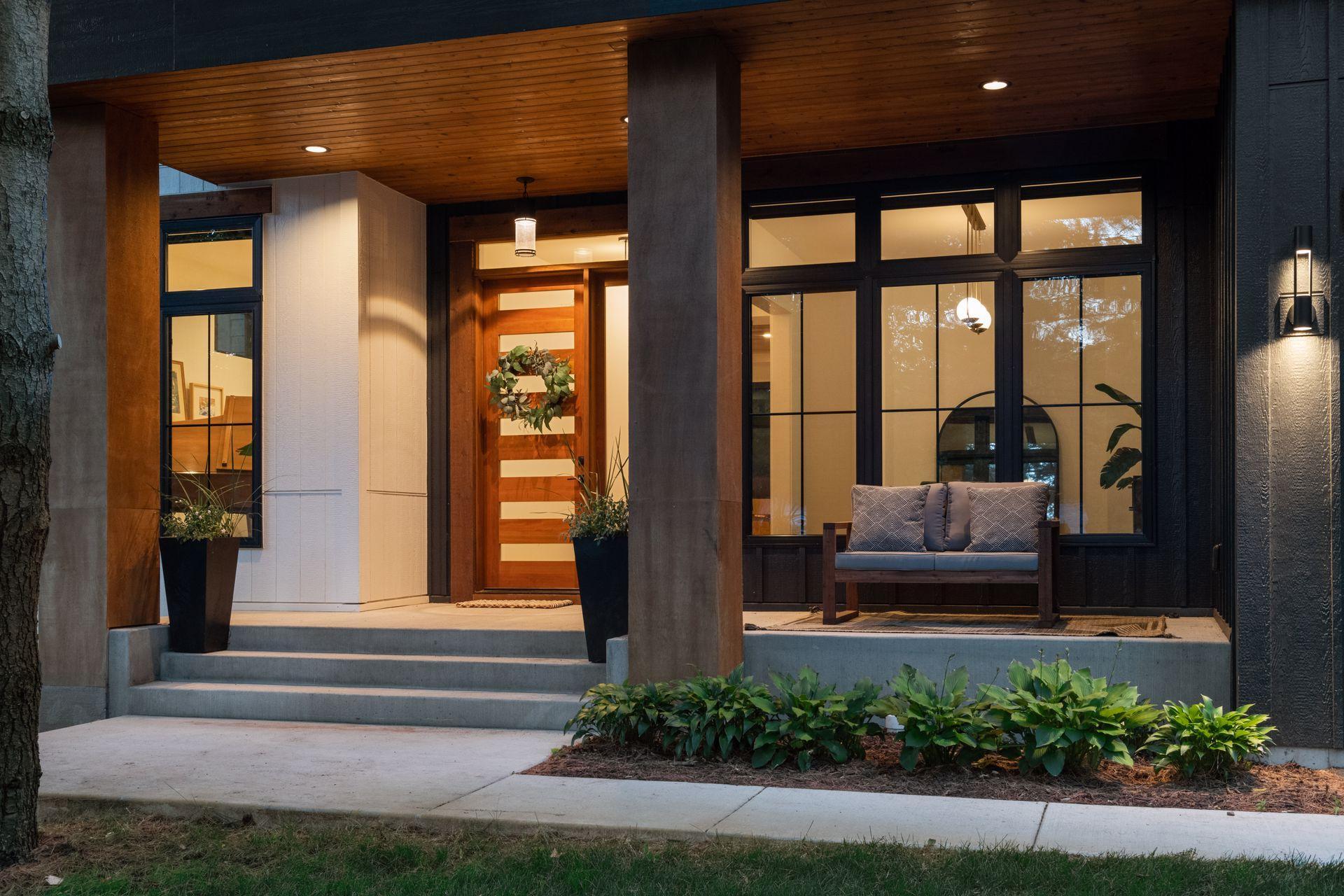 The house, finished in cedar and engineered siding, is situated in Shorewood on half an acre with nearly 100ft of waterfront on Lake William.