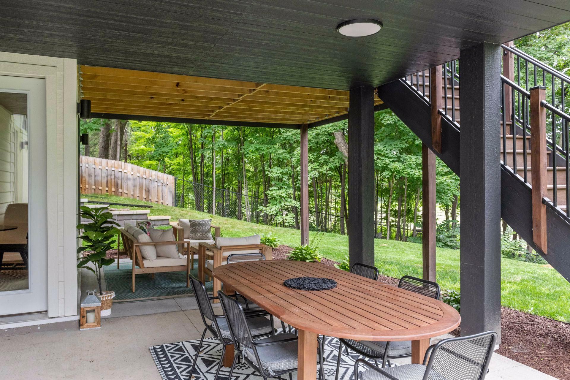 The large lower level patio which is is perfect for parties and larger groups.