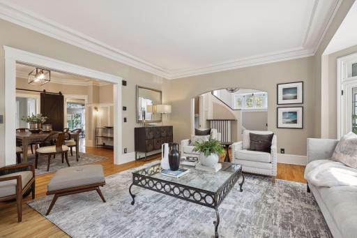 Photo for 2708 Irving Avenue S, Minneapolis, MN 55408 - Listing #6391325 Living room, formal dining room with view back toward main entry