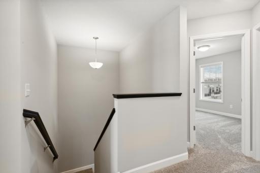 3 bedrooms in the upstairs. Photos are not of actual home. Actual home will be similar. Some colors and features may vary.