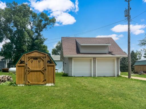 Two stall garage
Shed does not stay with property.