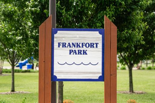 Frankfort Park location within community. Extensive playground, Baseball fields, Basketball court, Tennis courts, and endless trails. A healthy way of living and enjoyment.