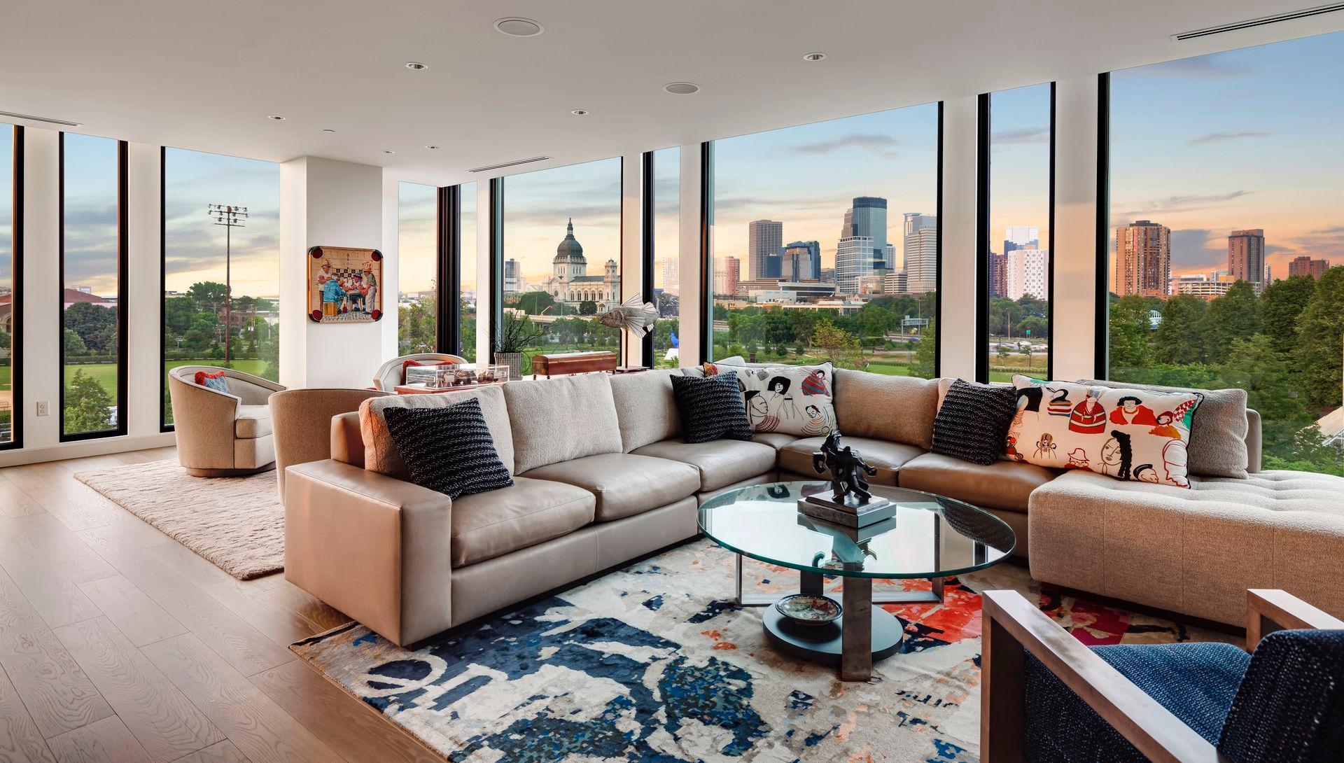 As a corner unit this condo offers panoramic views. French oak wood floors flow throughout.