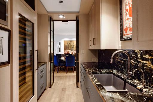Easy access to both kitchen and dining room is the unique advantage of this special space where prepping, serving and cleaning up can be done out of guests' view.