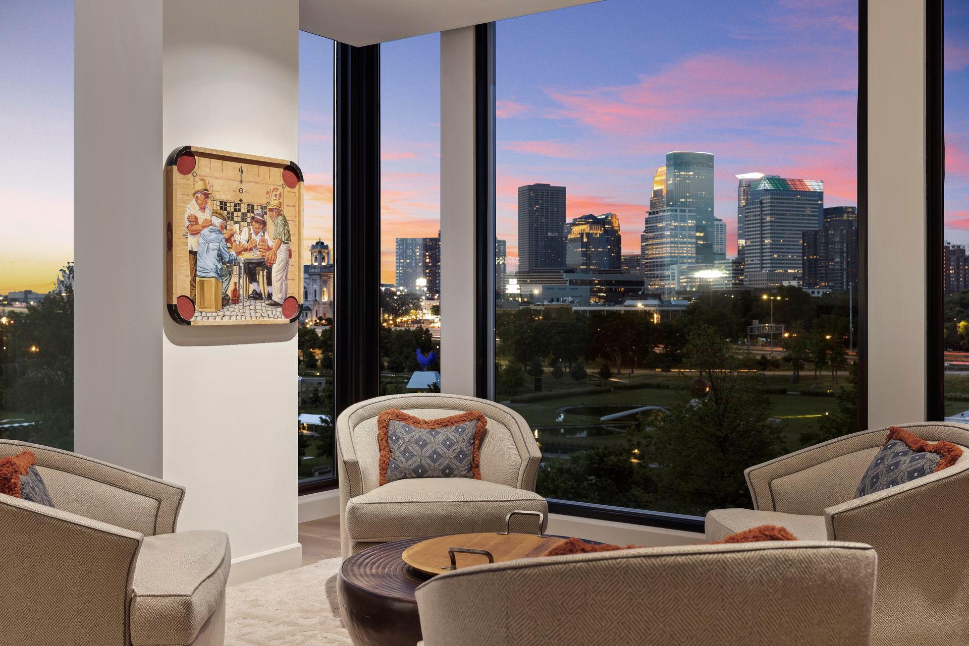 Swivel seating takes advantage of the full circle views.