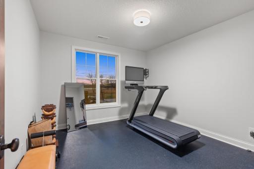 Lower level bedroom currently used as an exercise room