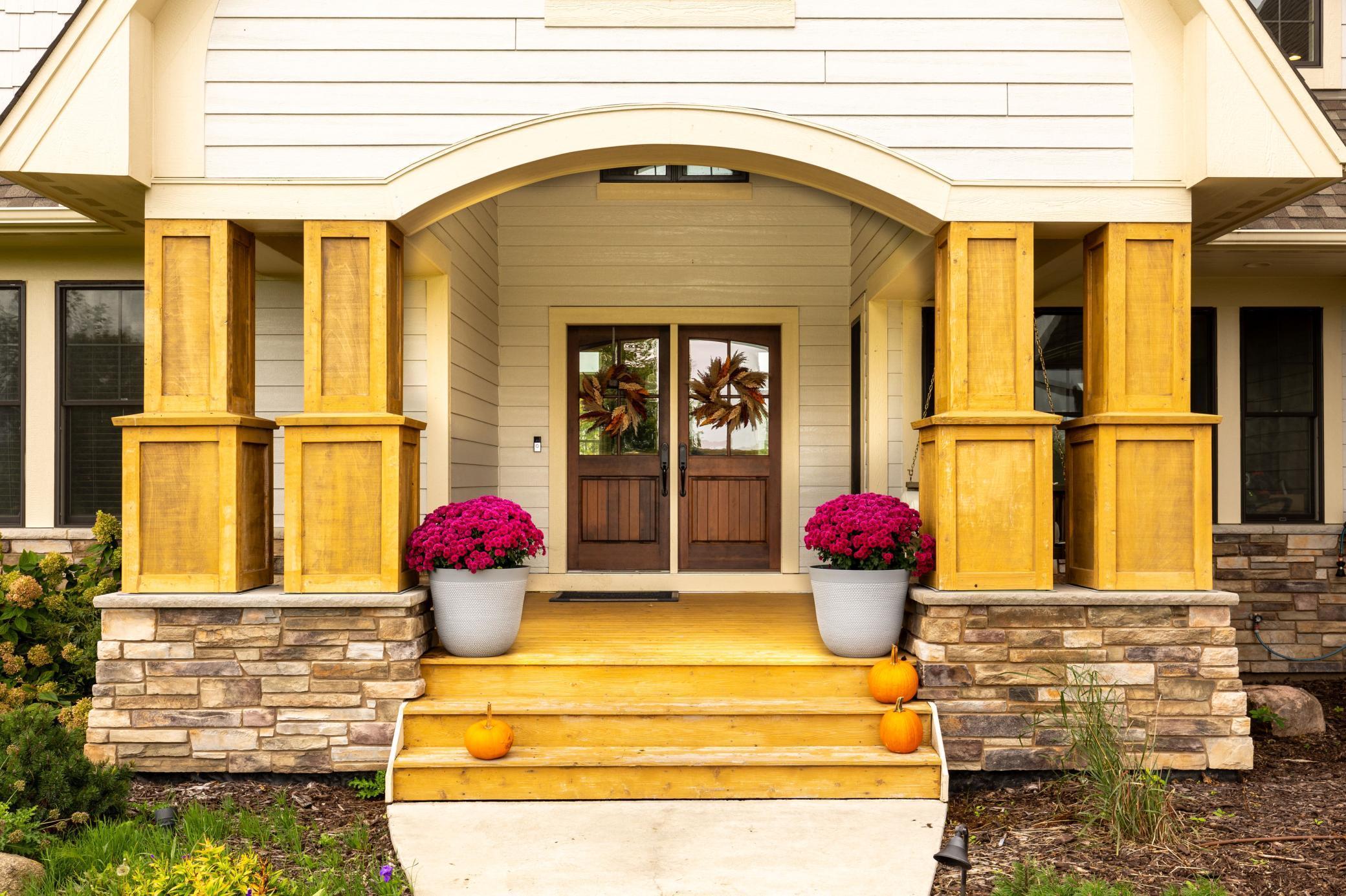 Gorgeous front porch welcomes you into the home