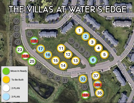 Villas at Waters Edge Availability Plat. Verify availability as this changes daily.