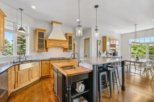Island Prep Sink with Butcher Block and Granite Counters