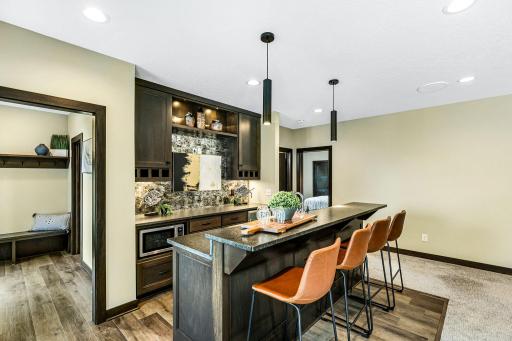 Beautiful wet bar with amazing backsplash. Mini-fridge, microwave and dishwasher. reverse osmosis to bar drinking water.