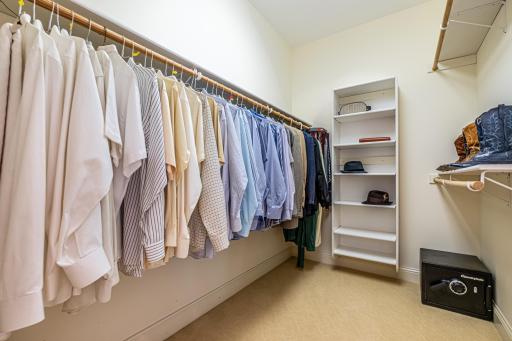 One of two walk-in closets in the primary suite.