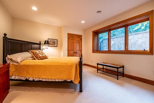 Lower level bedroom features daylight windows and a closet.