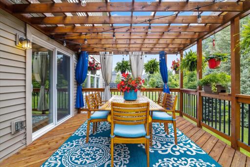 Enjoy this two-tired cedar deck with a pergola