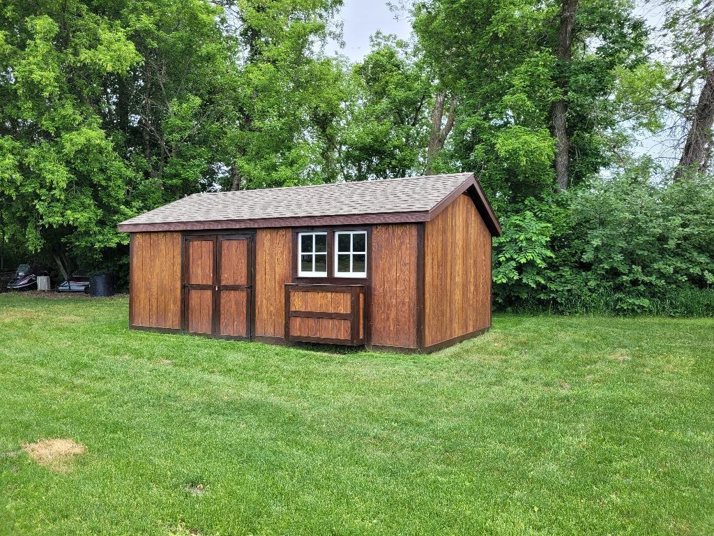 Shed by lake
