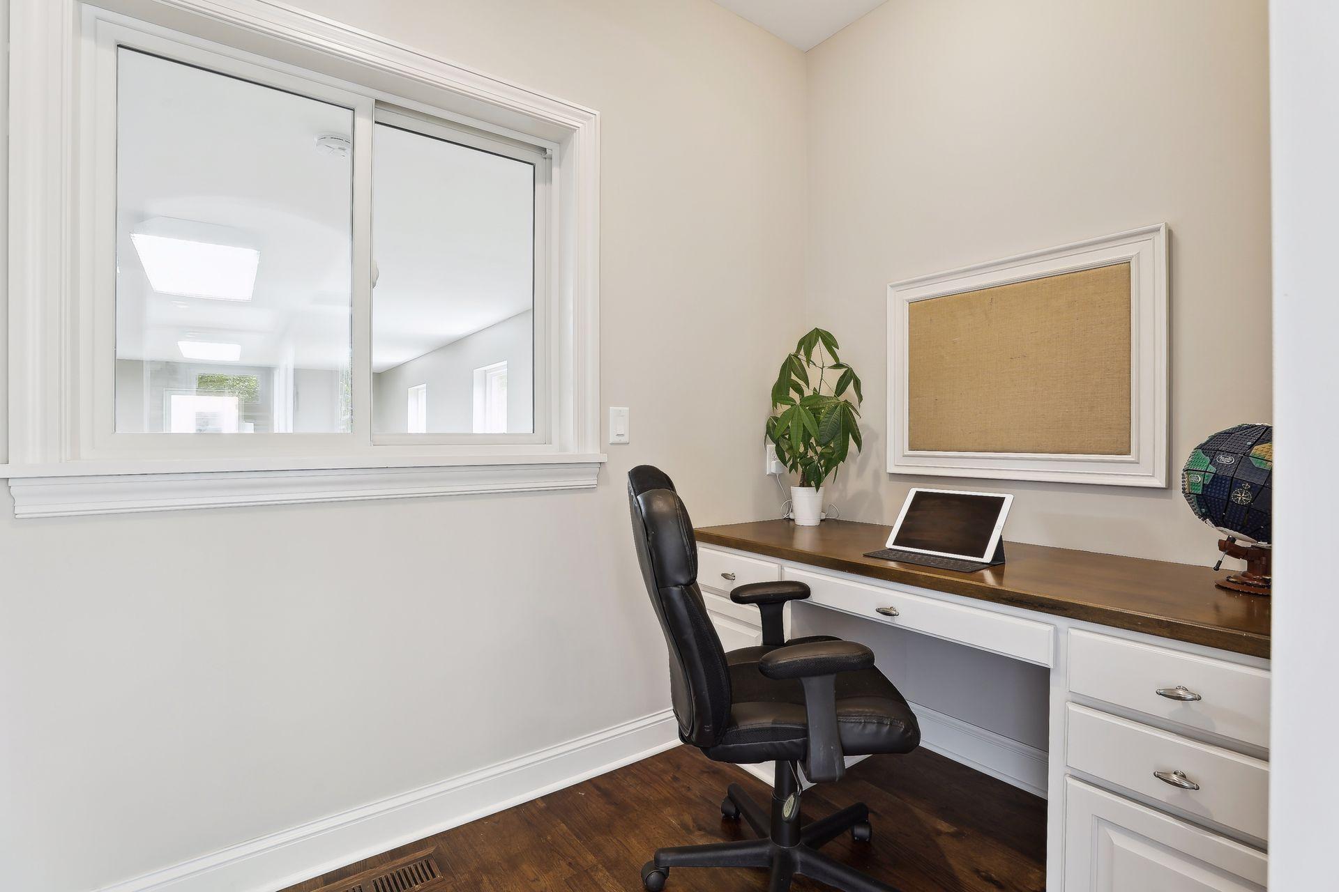 Separate command center off kitchen.