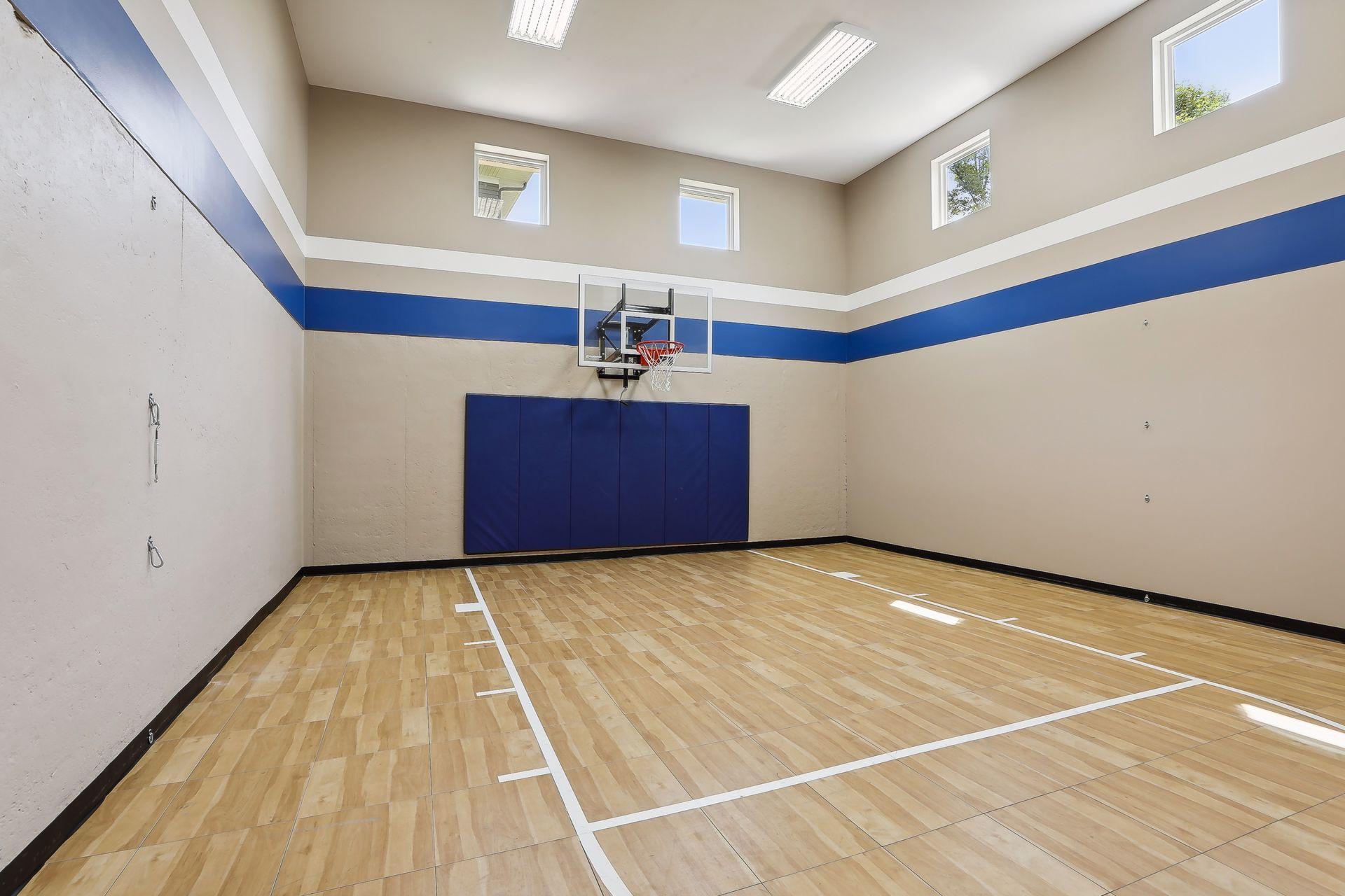Huge sport court that walks out to the amazing yard.