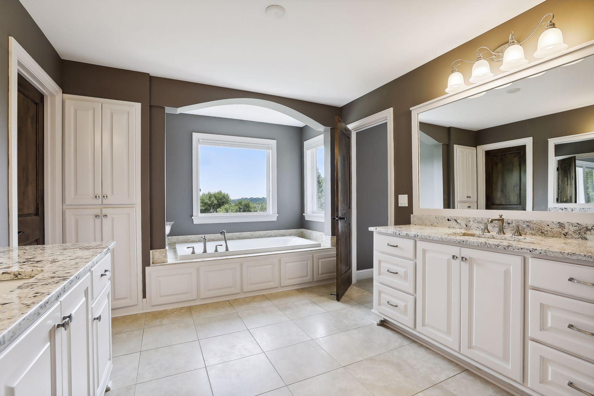 Unwind after a long day in the large jetted tub.