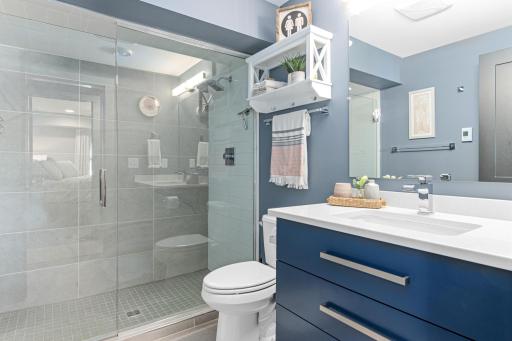 The 4th bathroom is located in the basement and is a lovely 3/4