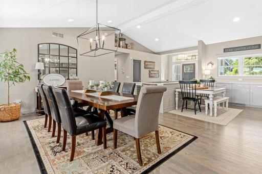 The informal dining space just off the kitchen boasts room for a large dining table