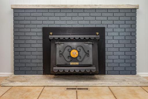 Cozy family room fireplace.