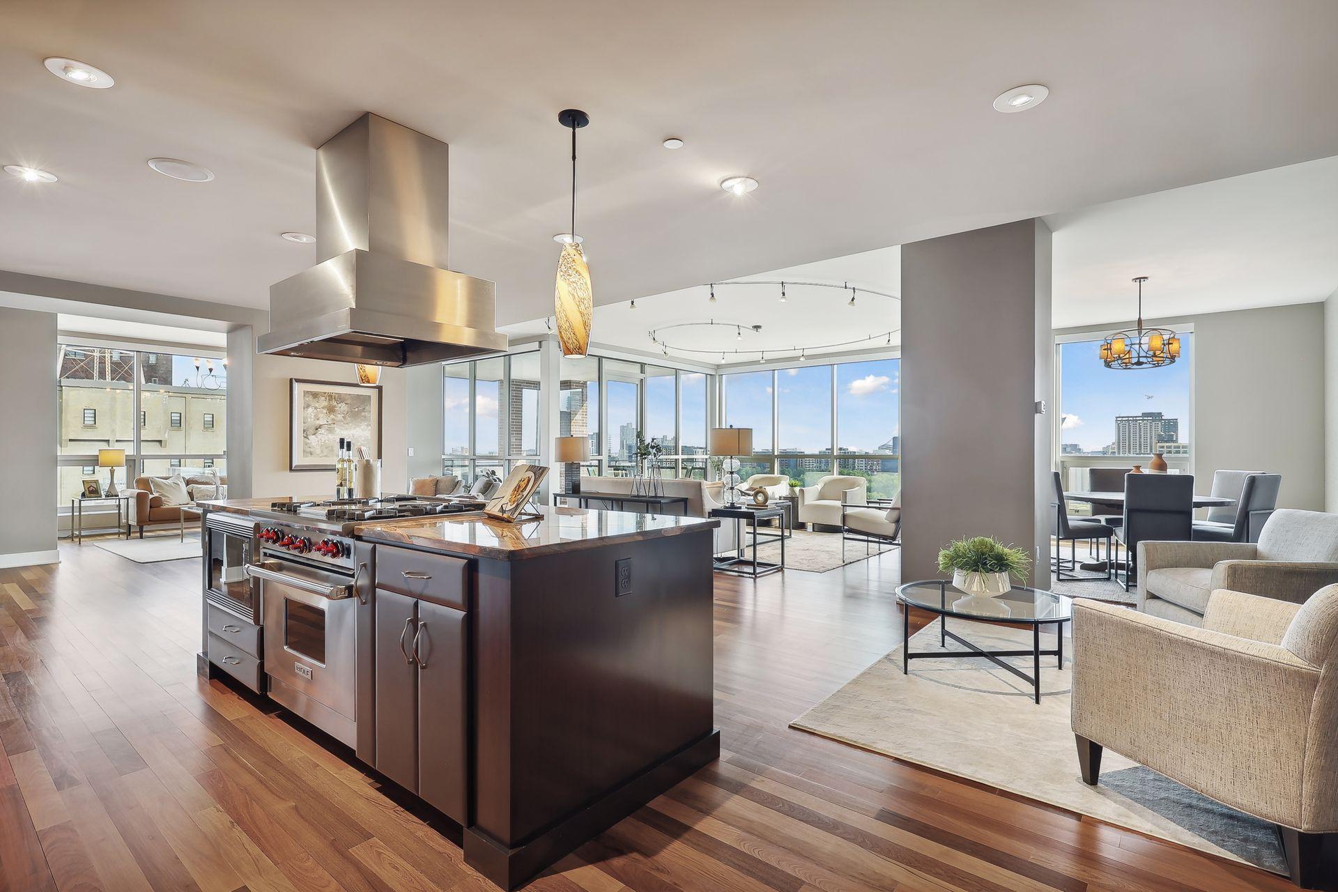 A kitchen that can easily be shared by two, so much space. The Wolf oven/range is centrally located in the island.