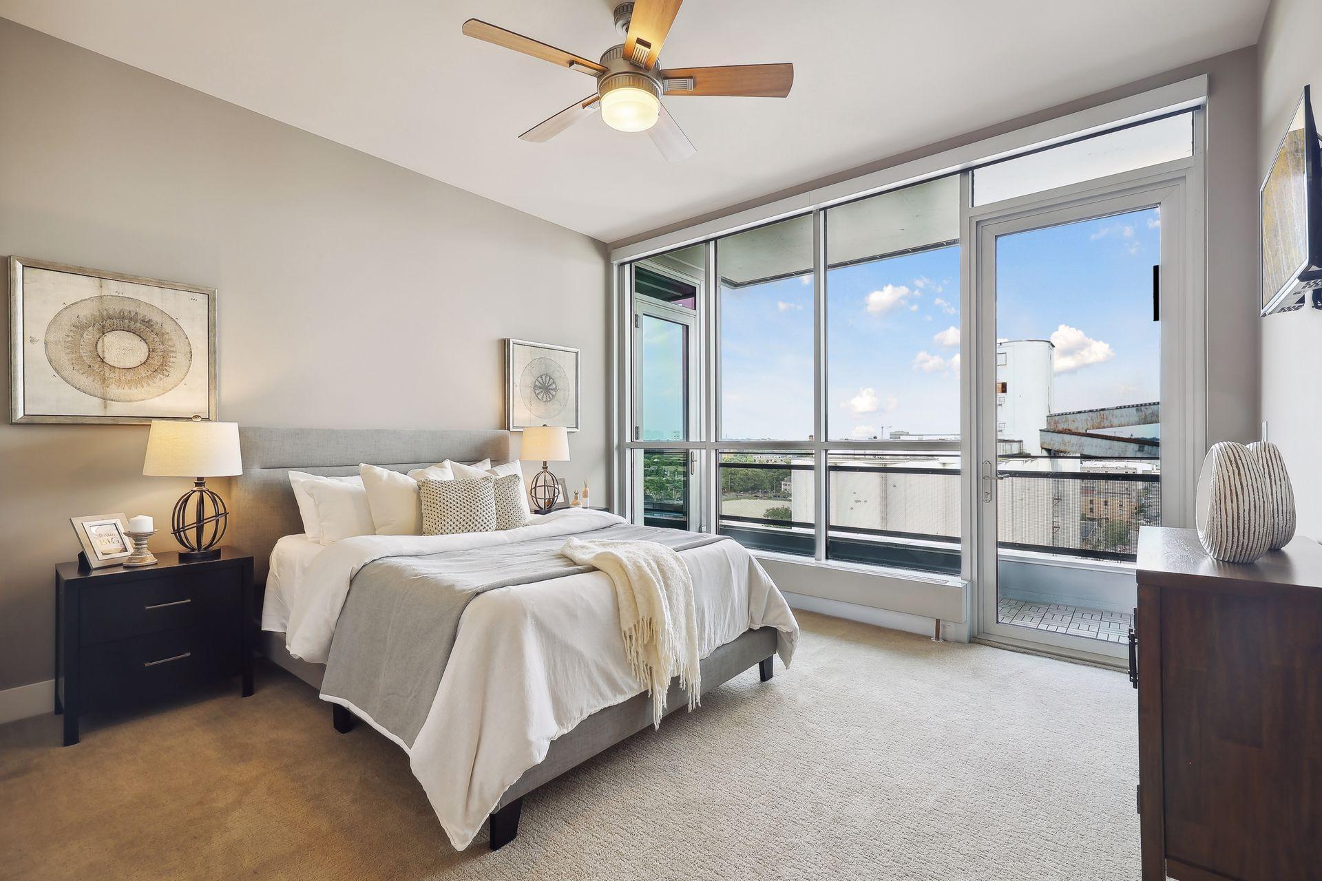 This third bedroom, closest to the main living area could also be a perfect private home office, shows the shared terrace.