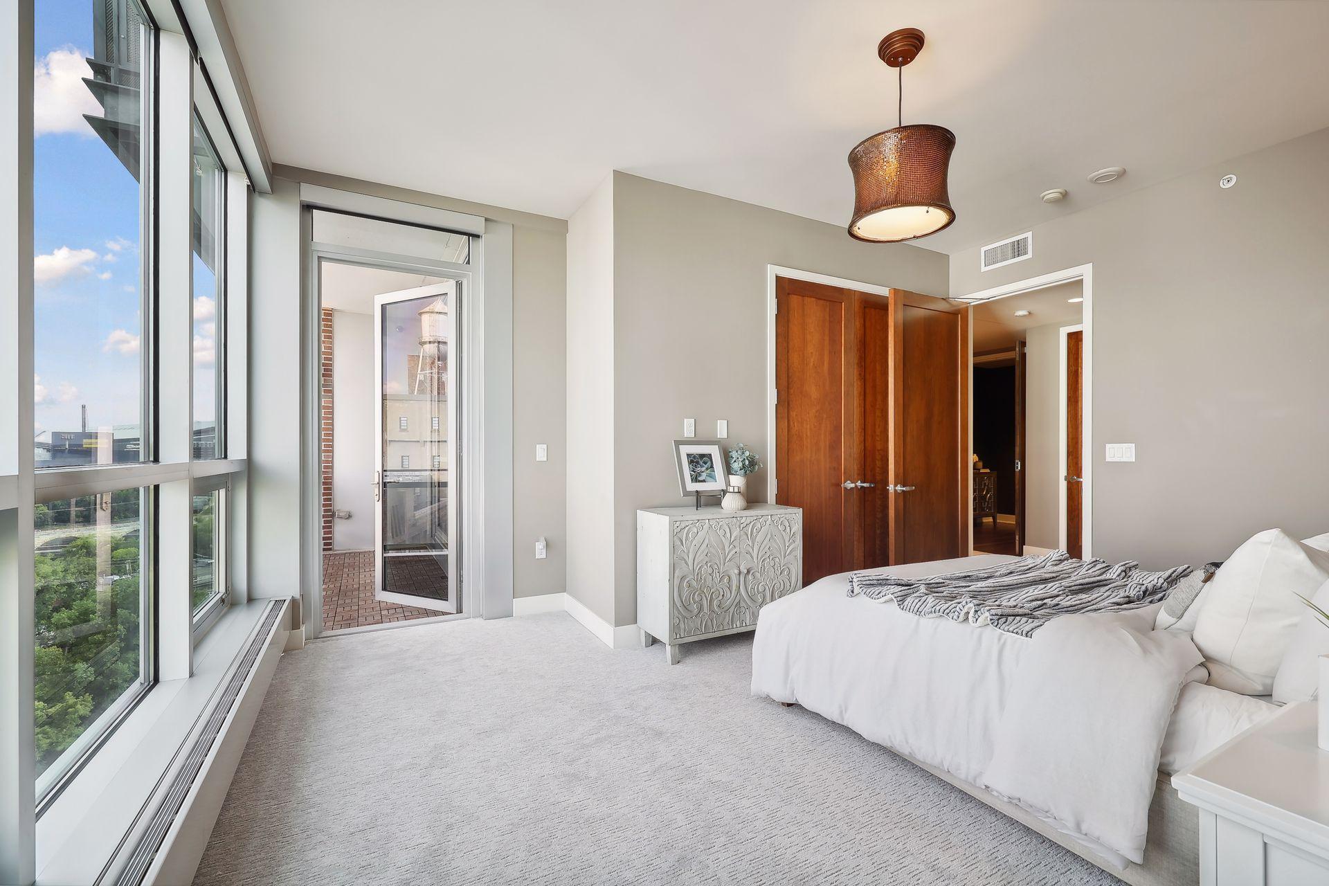 Another view of bedroom two, shows access to the terrace.