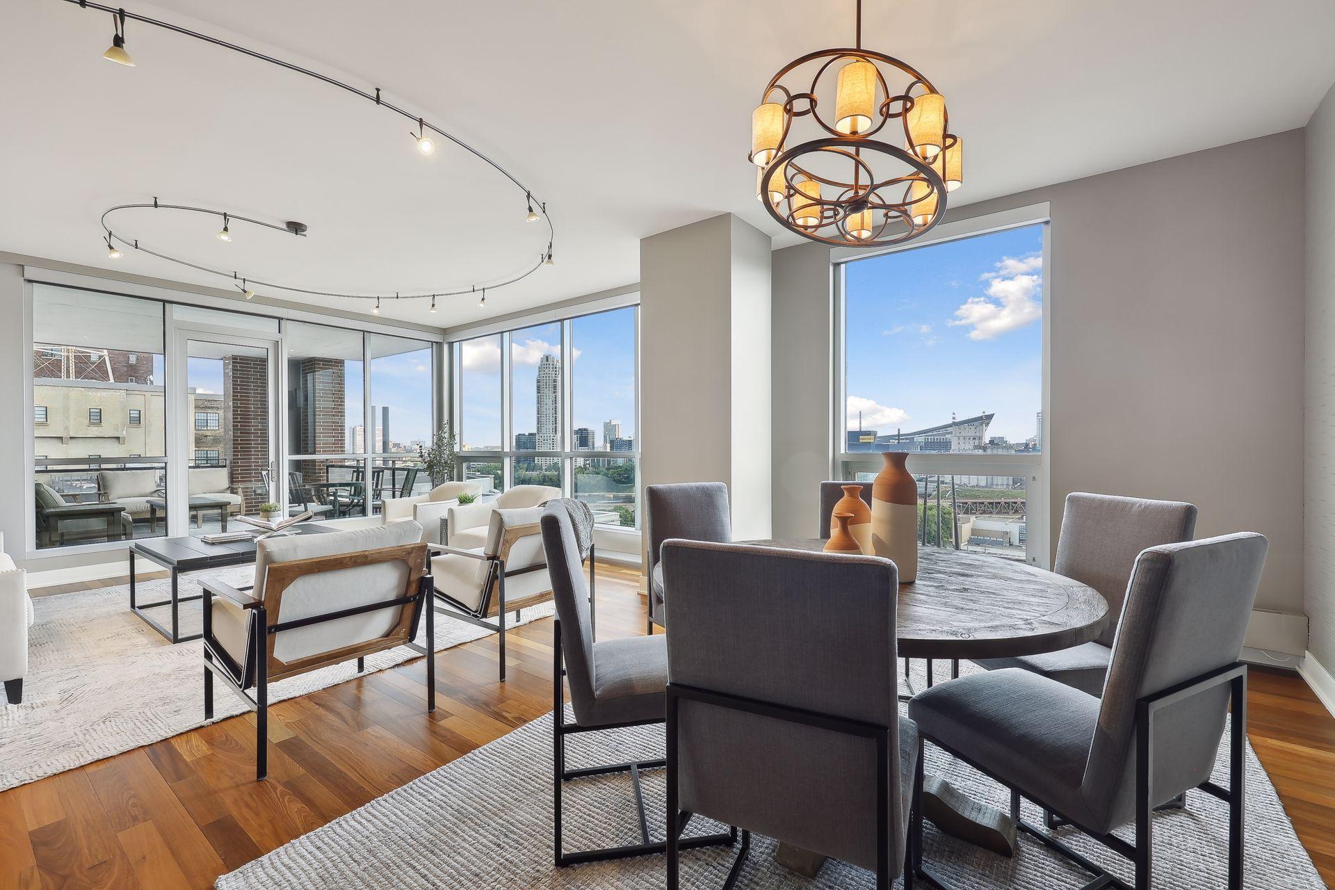 Ample room for a large dining arrangement in this formal dining space.