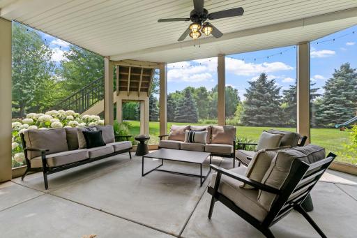 This outdoor screened in porch is perfect for the fantastic sunsets and a bug free environment!