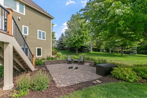 Decorative concrete pavers & built-in fire ring outdoor patio