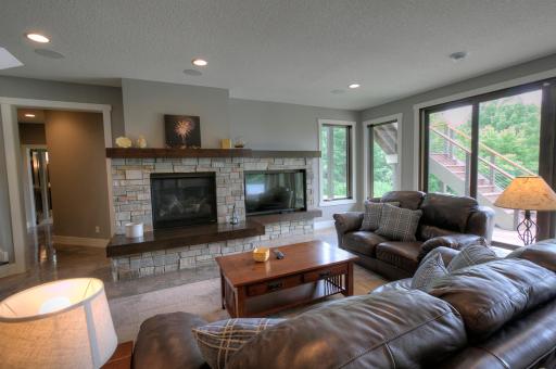 The family room has a walk-out to the rear patio.