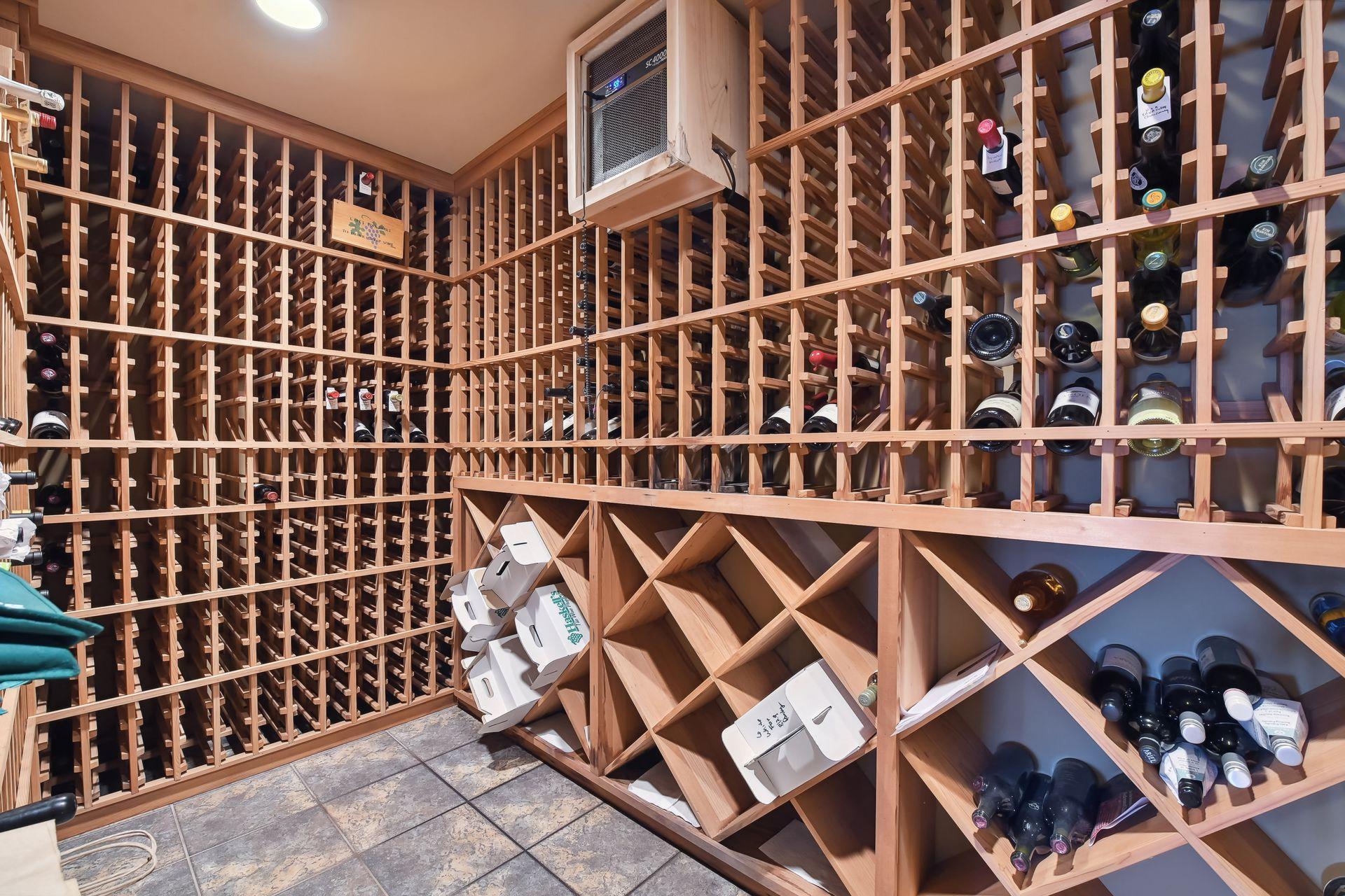 Incredible temperature controlled wine room.