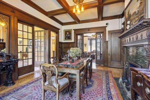 Photo for 495 Summit Avenue, Saint Paul, MN 55102 - Listing #6400517 Coffered ceilings add depth and elegance, creating a striking focal point