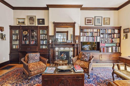 Photo for 495 Summit Avenue, Saint Paul, MN 55102 - Listing #6400517 Through the French doors, you discover the library space, a haven for book lovers