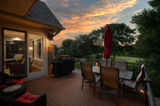 Picture yourself enjoying your evenings outdoors with this peaceful view.