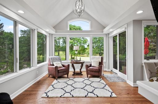 Sunroom provides one of a kind outdoor and golf course views as you relax with a good book or great conversation.