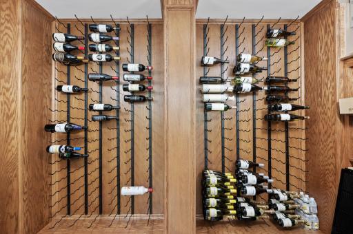 Custom wine cellar has plenty of space for your collection.