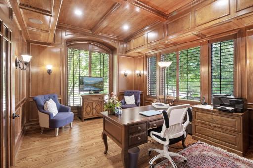 Your main level office offers a rich and warm place to take care of business.