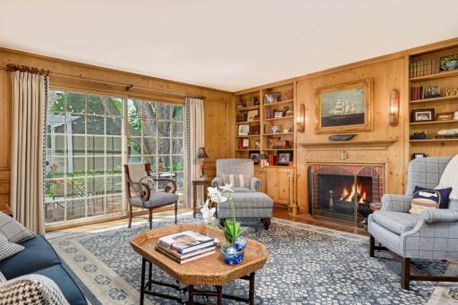 The stunning family room with a sliding door to the patio