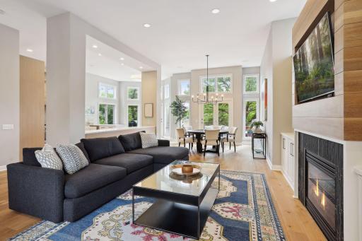 Living room and dining area adjacent to kitchen