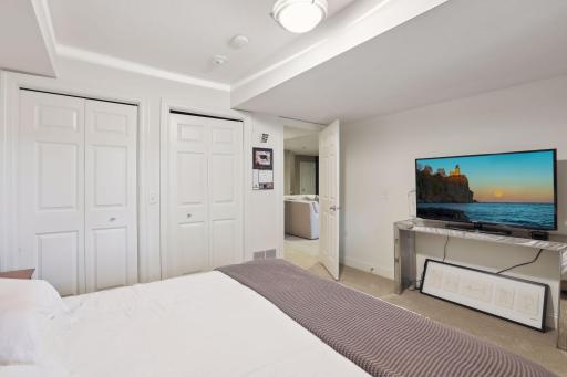 Lower level bedroom with ample closet space