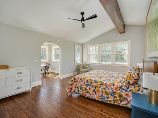 Vaulted primary en suite. Complete with walk-in closet, second story laundry, 3/4 bath and separate seating area. Four bedrooms and two bathrooms on the second story.