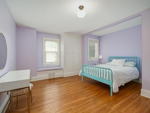 Four bedrooms and two bathrooms on the second story.