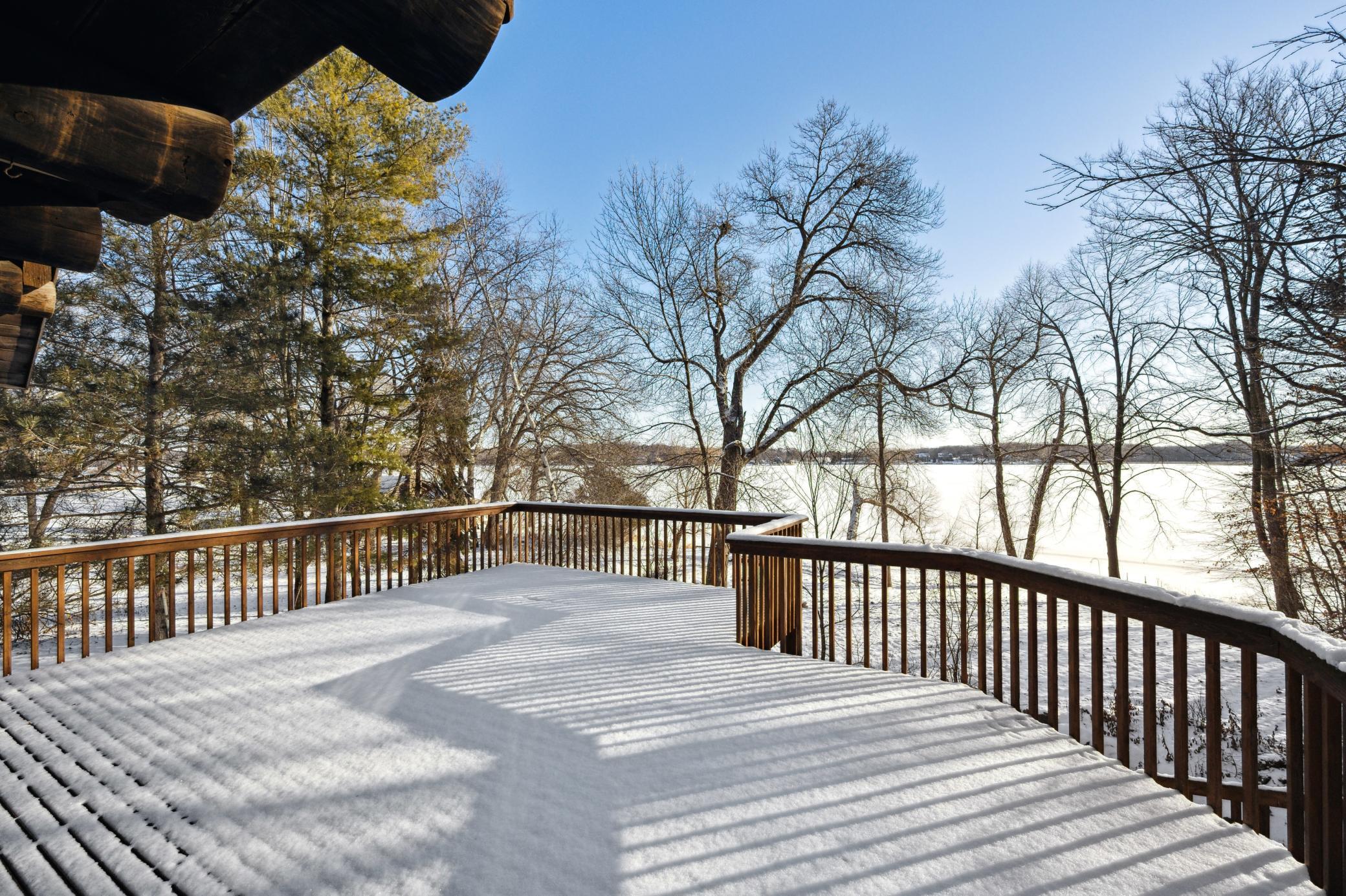 Large deck with a view of the lake