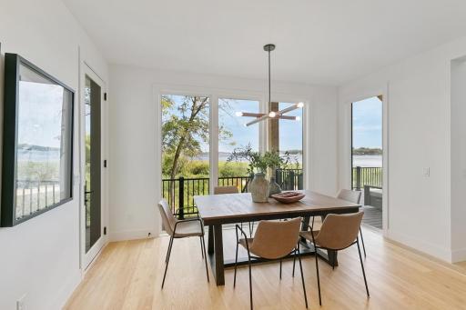 Lake view dining with access to grill deck