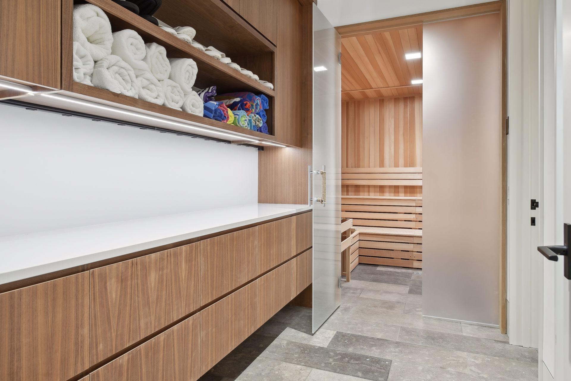 Private spa room with ample storage