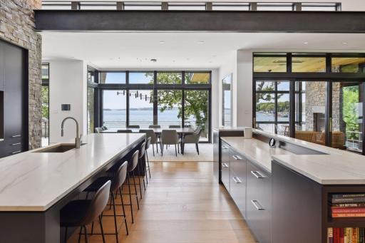 Double island with seating and tons of storage