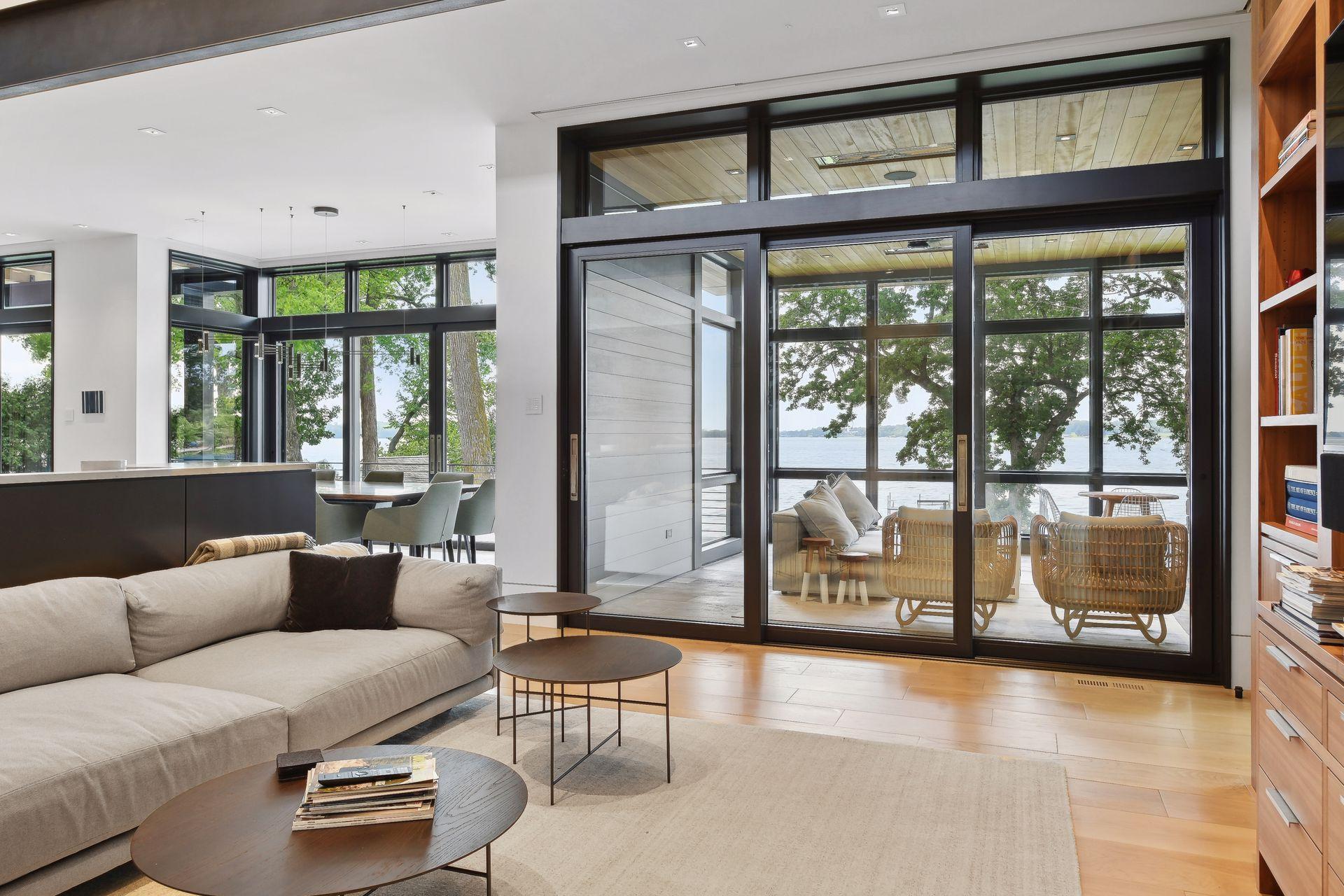 Living space opens into all season room